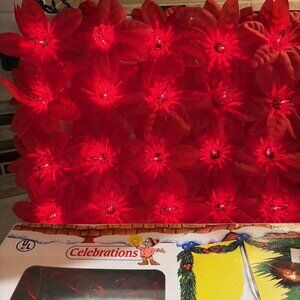 Vintage Celebrations Christmas Poinsettia Lights (20) Indoor/Outdoor New In Box